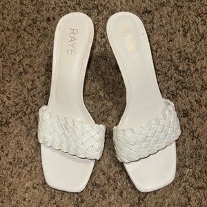Raye White Braided Heels